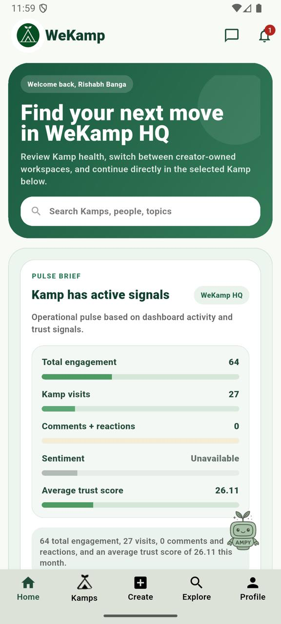 WeKamp discussions and Kamp pulse on mobile